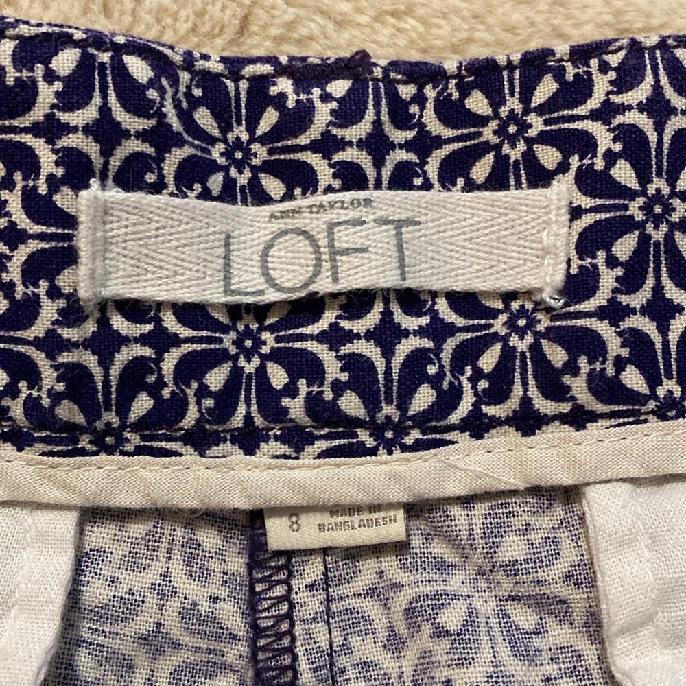 LOFT Blue and White Bermuda Shorts Tailored Cotton Blend - Picture 4 of 5